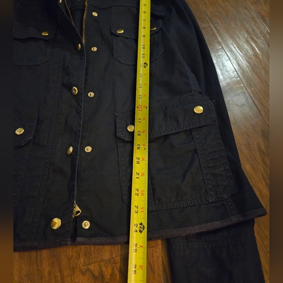 J. Crew Relaxed Boyfriend Utility Jacket Dark Blue Cotton With Gold Snaps Medium - Picture 10 of 11